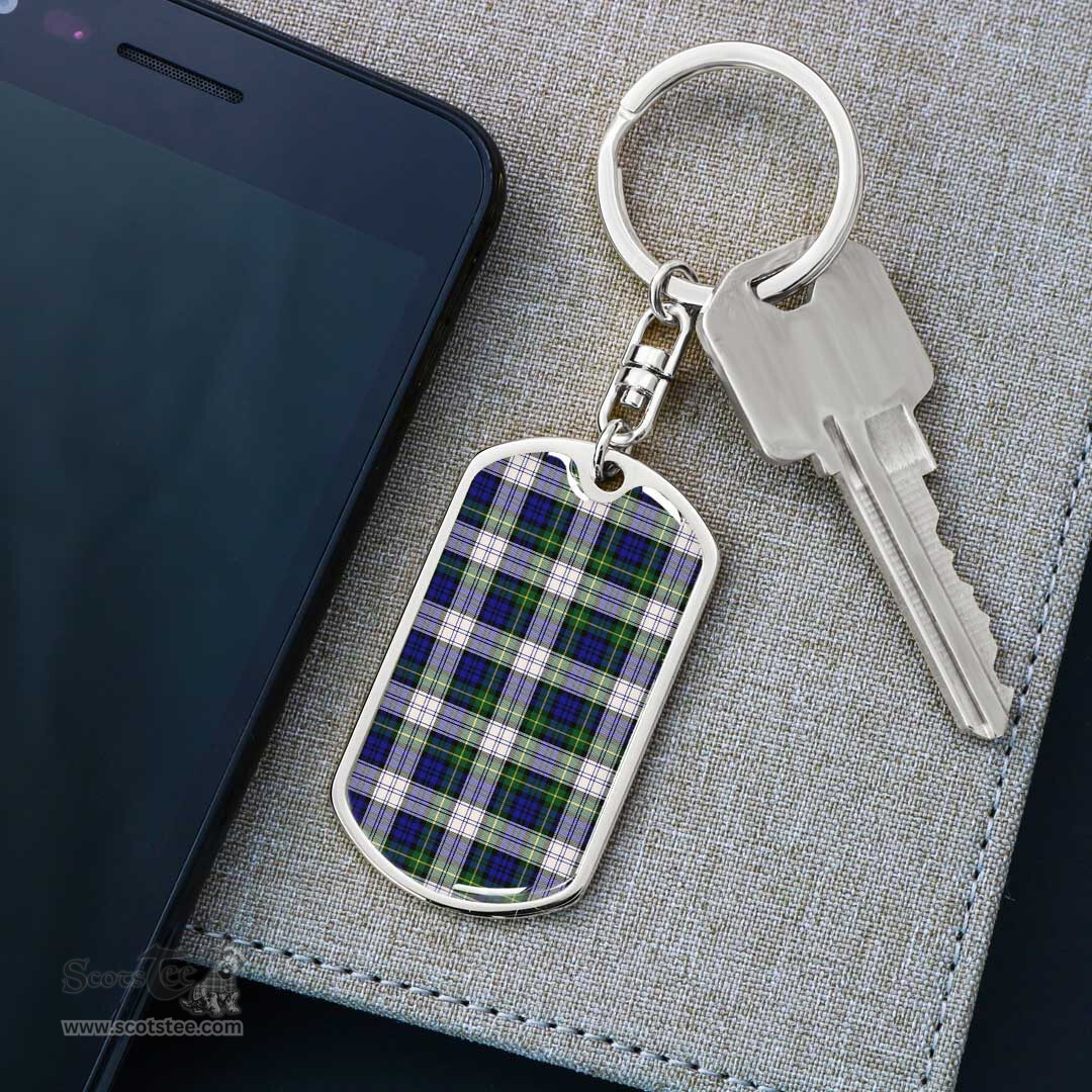 ScotsTee Shop Scottish Gordon Dress Modern Clan Dog Tag Pendant Tartan Luxury Keychain - Personalized Engraving