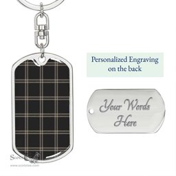 ScotsTee Shop Scottish Eternity Clan Dog Tag Pendant Tartan Luxury Keychain - Personalized Engraving