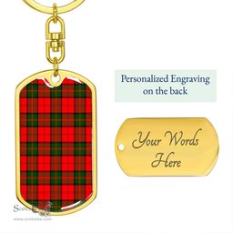 ScotsTee Shop Scottish Dunbar Modern Clan Dog Tag Pendant Tartan Luxury Keychain - Personalized Engraving