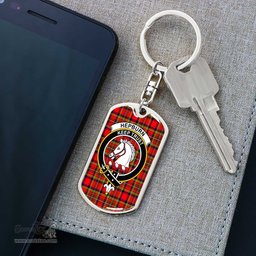 ScotsTee Shop Scottish Hepburn Clan Crest Dog Tag Pendant Tartan Luxury Keychain - Personalized Engraving