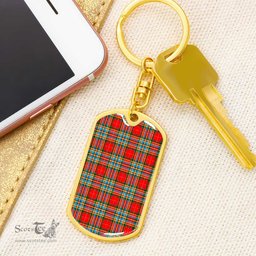 ScotsTee Shop Scottish Chattan Clan Dog Tag Pendant Tartan Luxury Keychain - Personalized Engraving