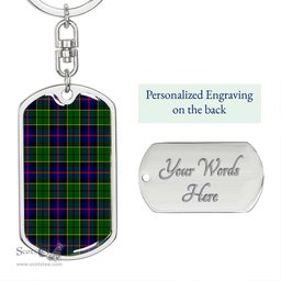 ScotsTee Shop Scottish Forsyth Modern Clan Dog Tag Pendant Tartan Luxury Keychain - Personalized Engraving