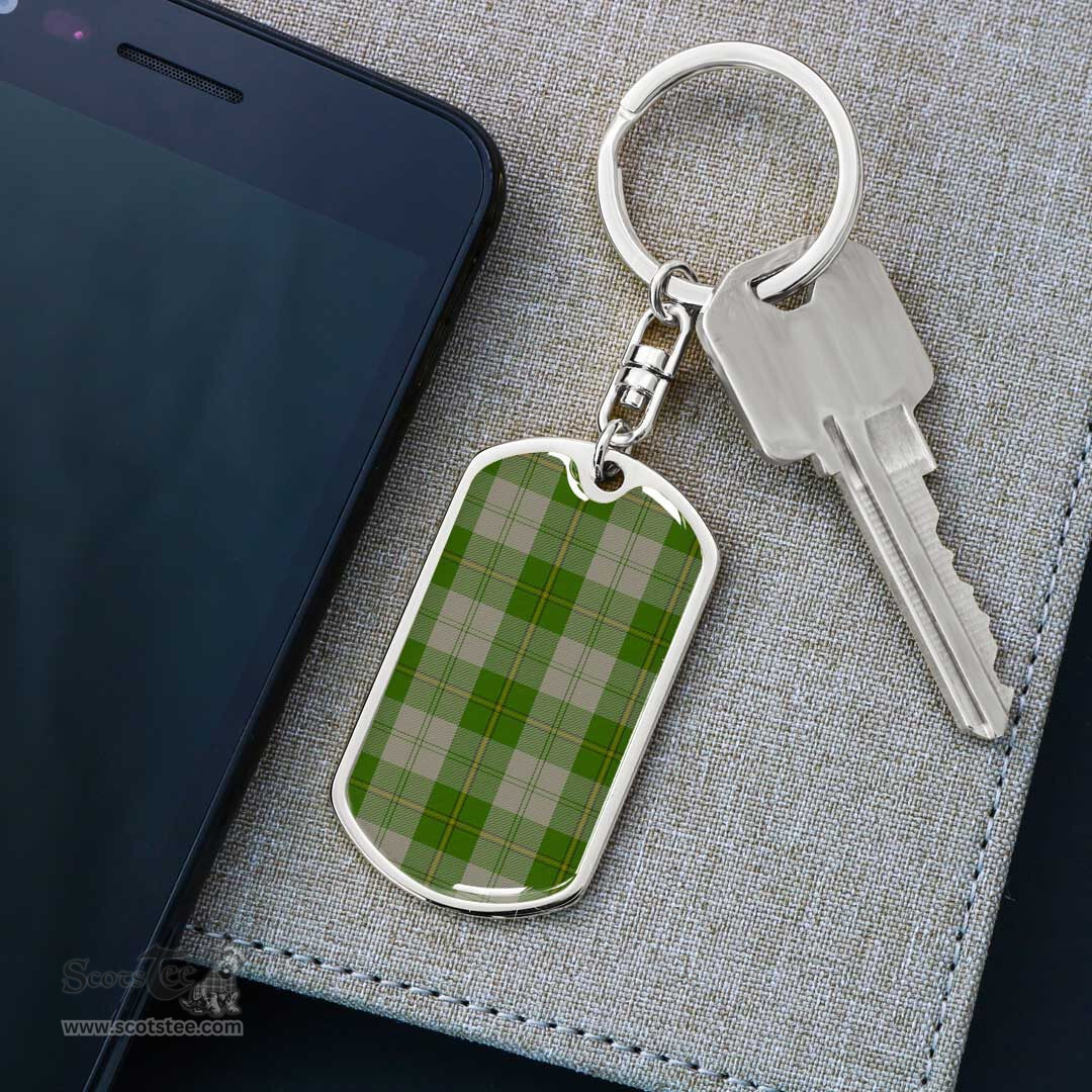 ScotsTee Shop Scottish Cunningham Dress Green Dancers Clan Dog Tag Pendant Tartan Luxury Keychain - Personalized Engraving