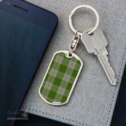 ScotsTee Shop Scottish Cunningham Dress Green Dancers Clan Dog Tag Pendant Tartan Luxury Keychain - Personalized Engraving