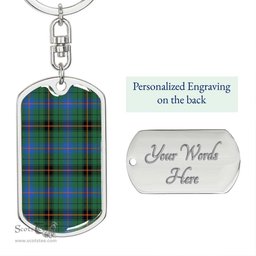 ScotsTee Shop Scottish Davidson Ancient Clan Dog Tag Pendant Tartan Luxury Keychain - Personalized Engraving