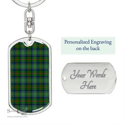 ScotsTee Shop Scottish Cranstoun Clan Dog Tag Pendant Tartan Luxury Keychain - Personalized Engraving