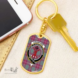 ScotsTee Shop Scottish Crawford Ancient Clan Crest Dog Tag Pendant Tartan Luxury Keychain - Personalized Engraving