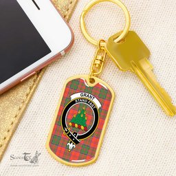 ScotsTee Shop Scottish Grant Ancient Clan Crest Dog Tag Pendant Tartan Luxury Keychain - Personalized Engraving