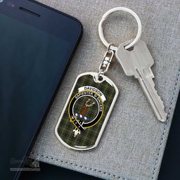 ScotsTee Shop Scottish Davidson Tulloch Dress Clan Crest Dog Tag Pendant Tartan Luxury Keychain - Personalized Engraving