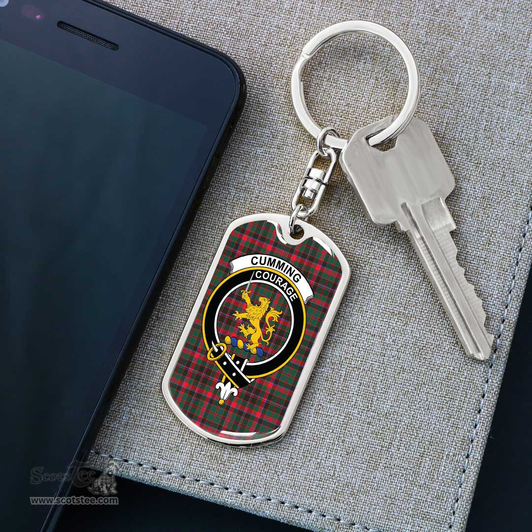 ScotsTee Shop Scottish Cumming Hunting Modern Clan Crest Dog Tag Pendant Tartan Luxury Keychain - Personalized Engraving
