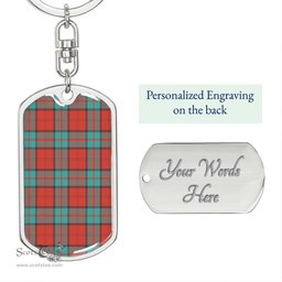 ScotsTee Shop Scottish Dunbar Ancient Clan Dog Tag Pendant Tartan Luxury Keychain - Personalized Engraving