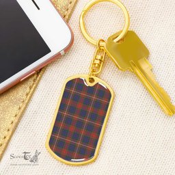 ScotsTee Shop Scottish Fraser Hunting Modern Clan Dog Tag Pendant Tartan Luxury Keychain - Personalized Engraving