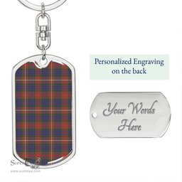 ScotsTee Shop Scottish Fraser Hunting Modern Clan Dog Tag Pendant Tartan Luxury Keychain - Personalized Engraving