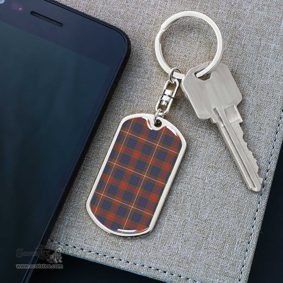ScotsTee Shop Scottish Fraser Hunting Modern Clan Dog Tag Pendant Tartan Luxury Keychain - Personalized Engraving