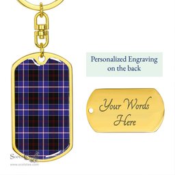 ScotsTee Shop Scottish Dunlop Modern Clan Dog Tag Pendant Tartan Luxury Keychain - Personalized Engraving