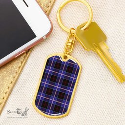 ScotsTee Shop Scottish Dunlop Modern Clan Dog Tag Pendant Tartan Luxury Keychain - Personalized Engraving