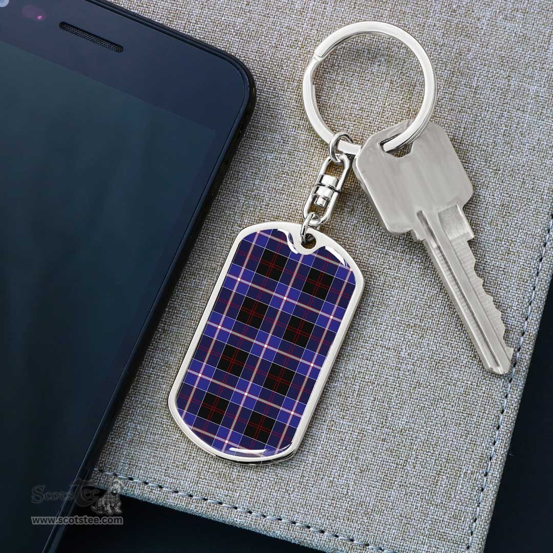 ScotsTee Shop Scottish Dunlop Modern Clan Dog Tag Pendant Tartan Luxury Keychain - Personalized Engraving