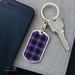 ScotsTee Shop Scottish Dunlop Modern Clan Dog Tag Pendant Tartan Luxury Keychain - Personalized Engraving