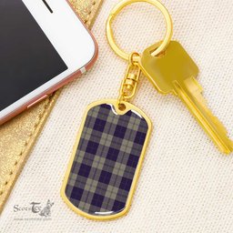 ScotsTee Shop Scottish Cunningham Dress Blue Dancers Clan Dog Tag Pendant Tartan Luxury Keychain - Personalized Engraving