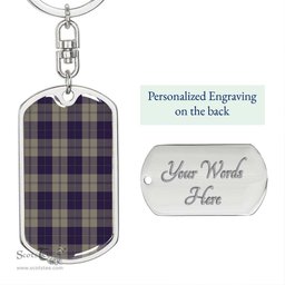 ScotsTee Shop Scottish Cunningham Dress Blue Dancers Clan Dog Tag Pendant Tartan Luxury Keychain - Personalized Engraving