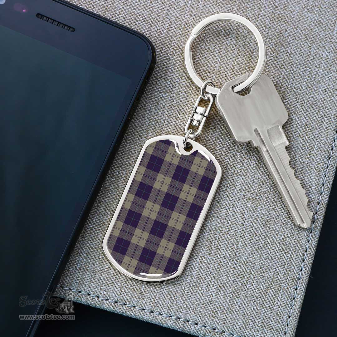 ScotsTee Shop Scottish Cunningham Dress Blue Dancers Clan Dog Tag Pendant Tartan Luxury Keychain - Personalized Engraving