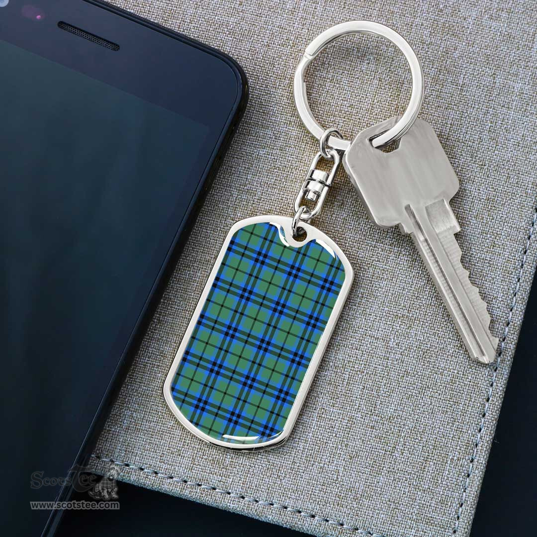 ScotsTee Shop Scottish Falconer Clan Dog Tag Pendant Tartan Luxury Keychain - Personalized Engraving