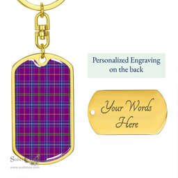 ScotsTee Shop Scottish Jackson Clan Dog Tag Pendant Tartan Luxury Keychain - Personalized Engraving