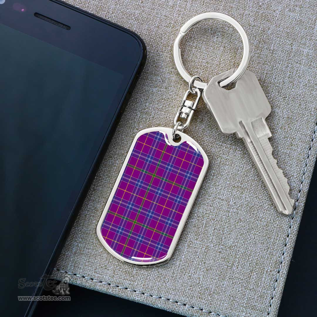ScotsTee Shop Scottish Jackson Clan Dog Tag Pendant Tartan Luxury Keychain - Personalized Engraving