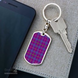ScotsTee Shop Scottish Jackson Clan Dog Tag Pendant Tartan Luxury Keychain - Personalized Engraving