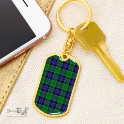 ScotsTee Shop Scottish Graham of Menteith Modern Clan Dog Tag Pendant Tartan Luxury Keychain - Personalized Engraving
