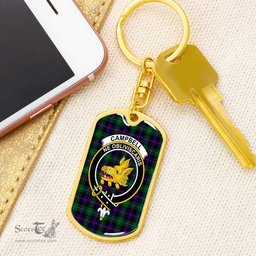 ScotsTee Shop Scottish Campbell of Cawdor Modern Clan Crest Dog Tag Pendant Tartan Luxury Keychain - Personalized Engraving