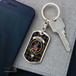 ScotsTee Shop Scottish Clelland Modern Clan Crest Dog Tag Pendant Tartan Luxury Keychain - Personalized Engraving