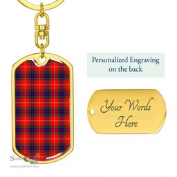 ScotsTee Shop Scottish Fraser Modern Clan Dog Tag Pendant Tartan Luxury Keychain - Personalized Engraving