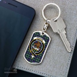 ScotsTee Shop Scottish Graham of Montrose Modern Clan Crest Dog Tag Pendant Tartan Luxury Keychain - Personalized Engraving