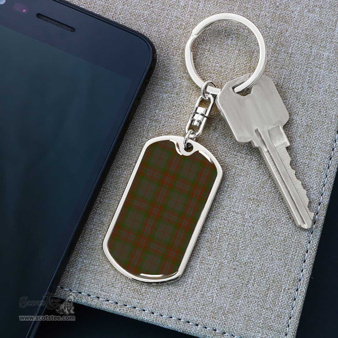 ScotsTee Shop Scottish Gray Clan Dog Tag Pendant Tartan Luxury Keychain - Personalized Engraving