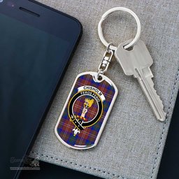 ScotsTee Shop Scottish Chisholm Hunting Modern Clan Crest Dog Tag Pendant Tartan Luxury Keychain - Personalized Engraving