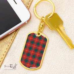 ScotsTee Shop Scottish Chisholm Ancient Clan Dog Tag Pendant Tartan Luxury Keychain - Personalized Engraving