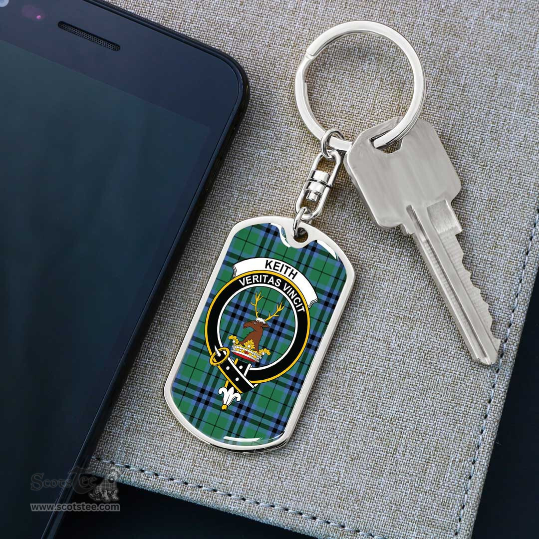 ScotsTee Shop Scottish Keith Ancient Clan Crest Dog Tag Pendant Tartan Luxury Keychain - Personalized Engraving
