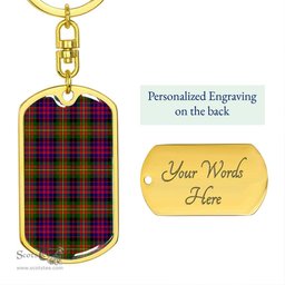 ScotsTee Shop Scottish Carnegie Modern Clan Dog Tag Pendant Tartan Luxury Keychain - Personalized Engraving
