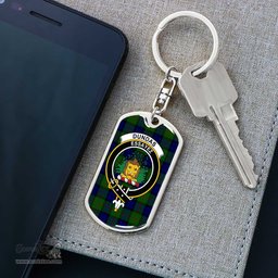 ScotsTee Shop Scottish Dundas Modern Clan Crest Dog Tag Pendant Tartan Luxury Keychain - Personalized Engraving