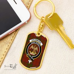 ScotsTee Shop Scottish Drummond Clan Clan Crest Dog Tag Pendant Tartan Luxury Keychain - Personalized Engraving