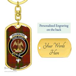ScotsTee Shop Scottish Drummond Clan Clan Crest Dog Tag Pendant Tartan Luxury Keychain - Personalized Engraving