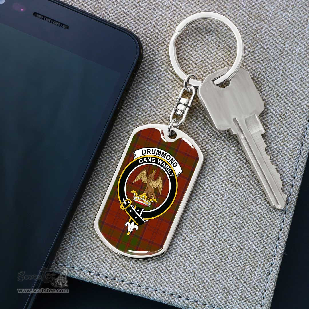 ScotsTee Shop Scottish Drummond Clan Clan Crest Dog Tag Pendant Tartan Luxury Keychain - Personalized Engraving