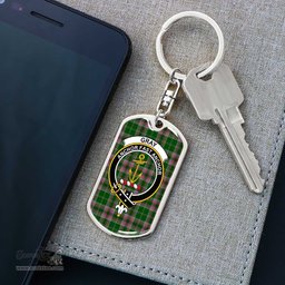 ScotsTee Shop Scottish Gray Hunting Clan Crest Dog Tag Pendant Tartan Luxury Keychain - Personalized Engraving