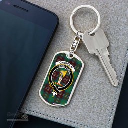 ScotsTee Shop Scottish Chisholm Hunting Ancient Clan Crest Dog Tag Pendant Tartan Luxury Keychain - Personalized Engraving