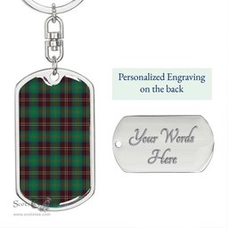 ScotsTee Shop Scottish Chisholm Hunting Ancient Clan Dog Tag Pendant Tartan Luxury Keychain - Personalized Engraving