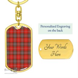 ScotsTee Shop Scottish Fraser Weathered Clan Dog Tag Pendant Tartan Luxury Keychain - Personalized Engraving