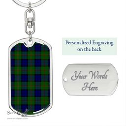 ScotsTee Shop Scottish Dundas Modern Clan Dog Tag Pendant Tartan Luxury Keychain - Personalized Engraving