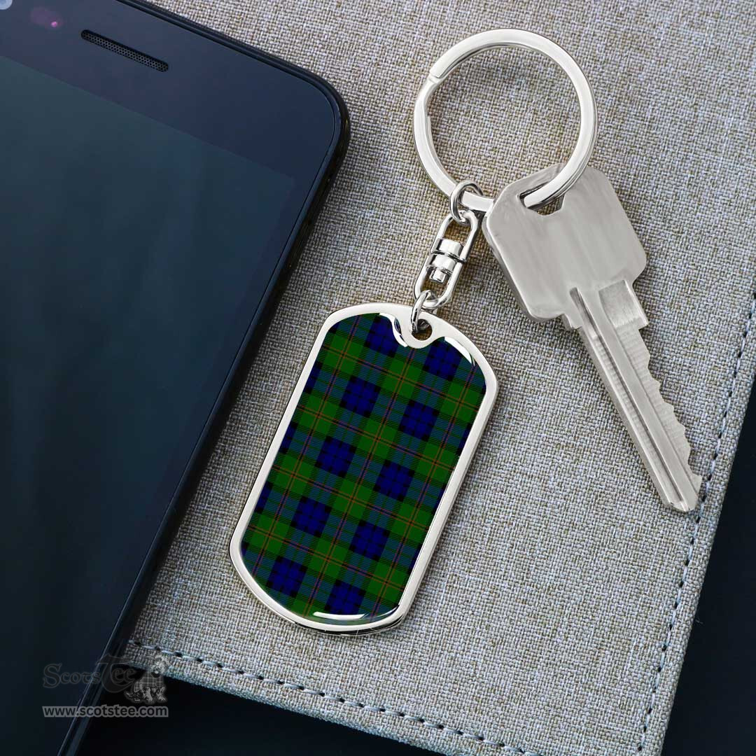 ScotsTee Shop Scottish Dundas Modern Clan Dog Tag Pendant Tartan Luxury Keychain - Personalized Engraving