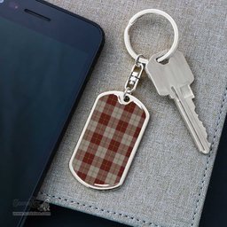 ScotsTee Shop Scottish Cunningham Burgundy Dancers Clan Dog Tag Pendant Tartan Luxury Keychain - Personalized Engraving